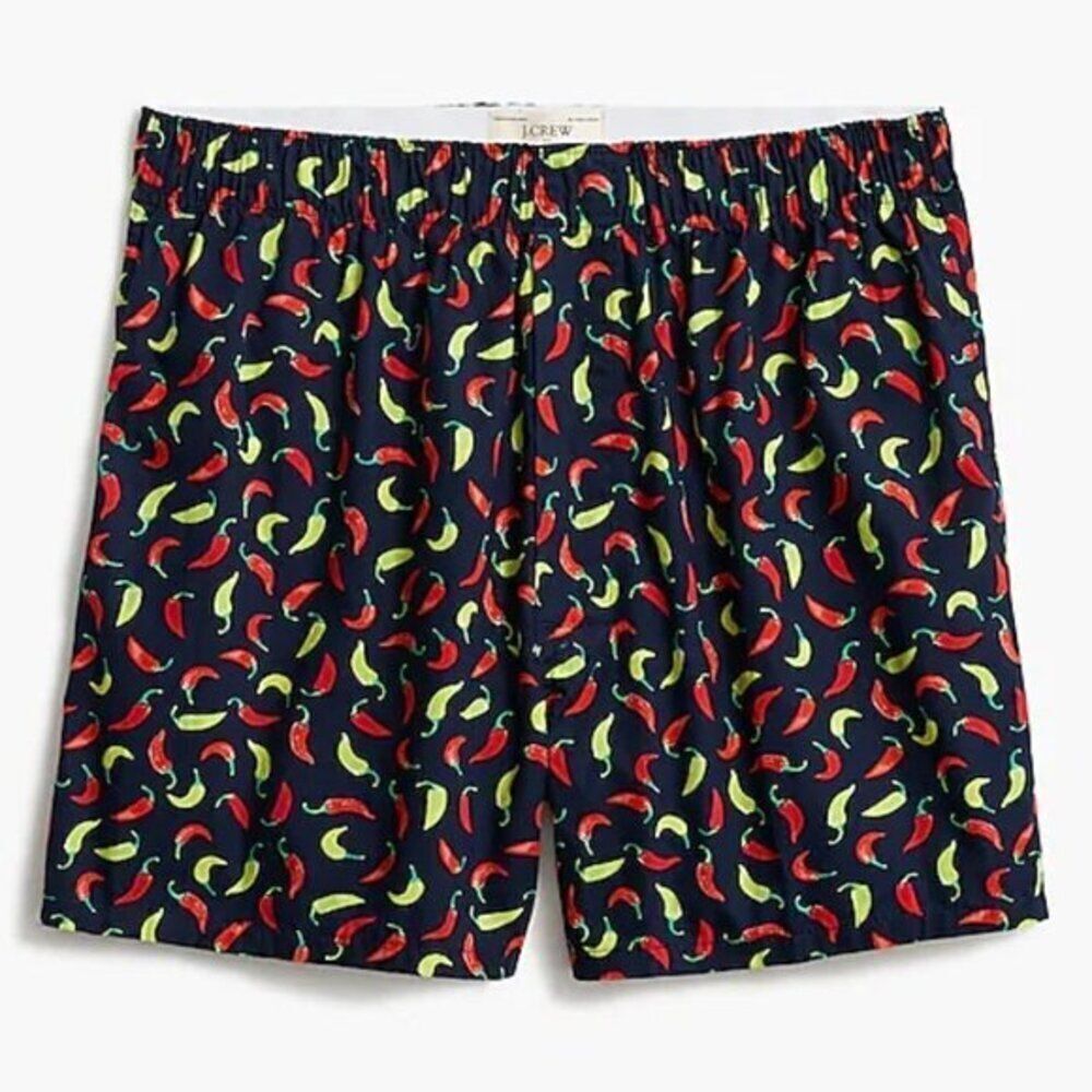J Crew Men's Boxers Shorts Hot Chili Allover Print 100% Cotton Size XL